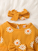 Baby Girl Flowers Print Tulle Bodysuit with Headband childrensterritory