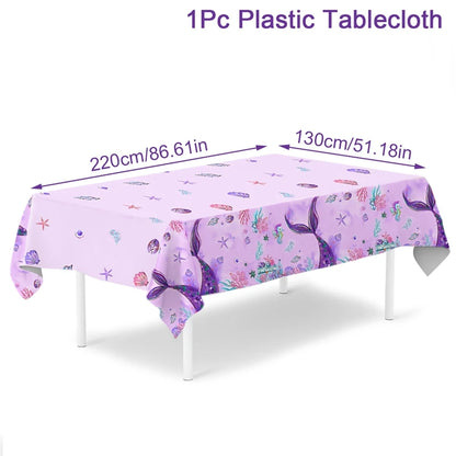Mermaid-themed Kids Birthday Party Decorations and Tableware Set