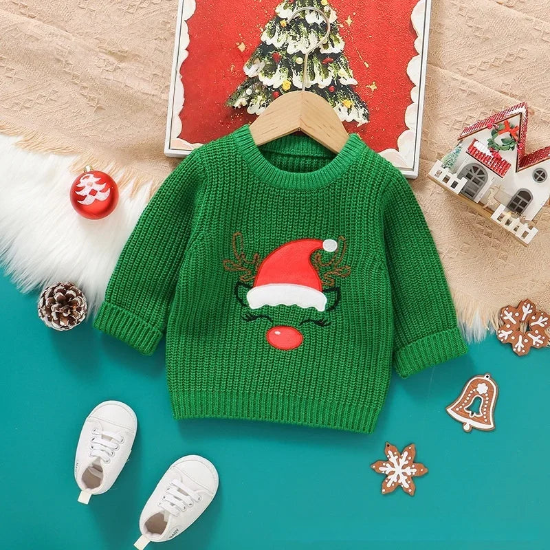 Kids' Long-Sleeved Embroidery Design Warm Sweater