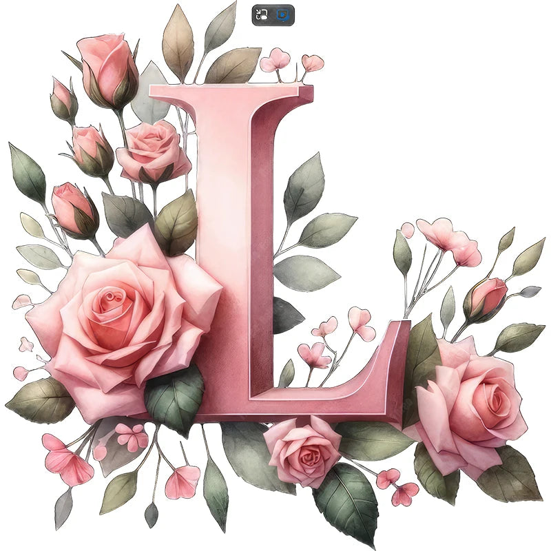 Self-Adhesive Pink Flower Letter Art Wall Decals
