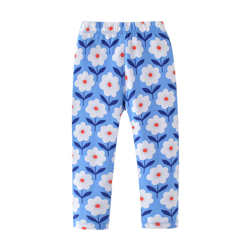 Flower Print Kids Girls Comfortable Cotton Trousers childrensterritory