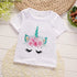 Unicorn Floral Cartoon Printed Girls Summer Tees childrensterritory