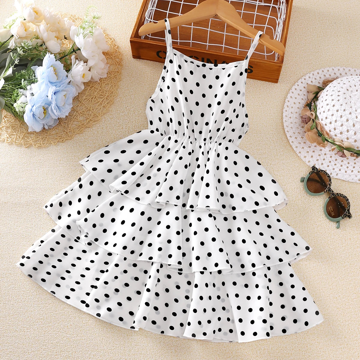 Kids Girls Polka Dot Stylish Summer Holiday Dresses childrensterritory