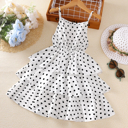 Kids Girls Polka Dot Stylish Summer Holiday Dresses childrensterritory