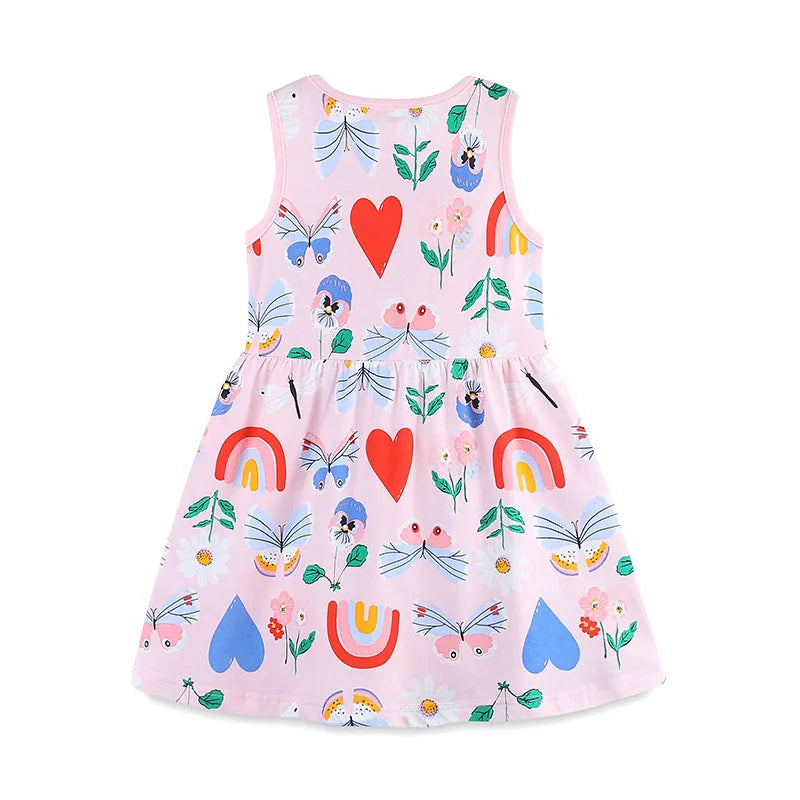 Kids Girls Cartoon Print Cotton Princess Dress childrensterritory