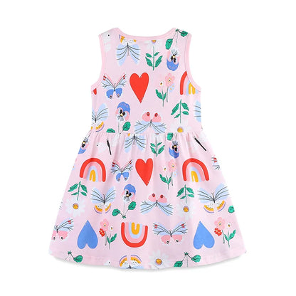 Kids Girls Cartoon Print Cotton Princess Dress childrensterritory