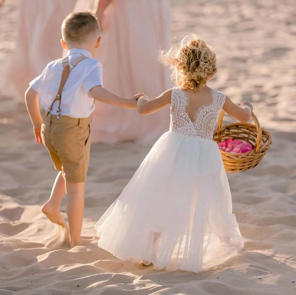 Kids Girls Lace Design Long Mesh Princess Dresses childrensterritory