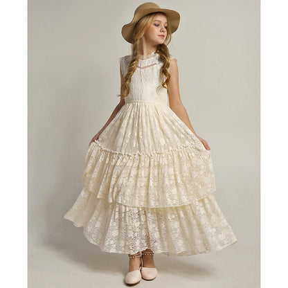 Lace Design Girls Princess Dresses For Party childrensterritory