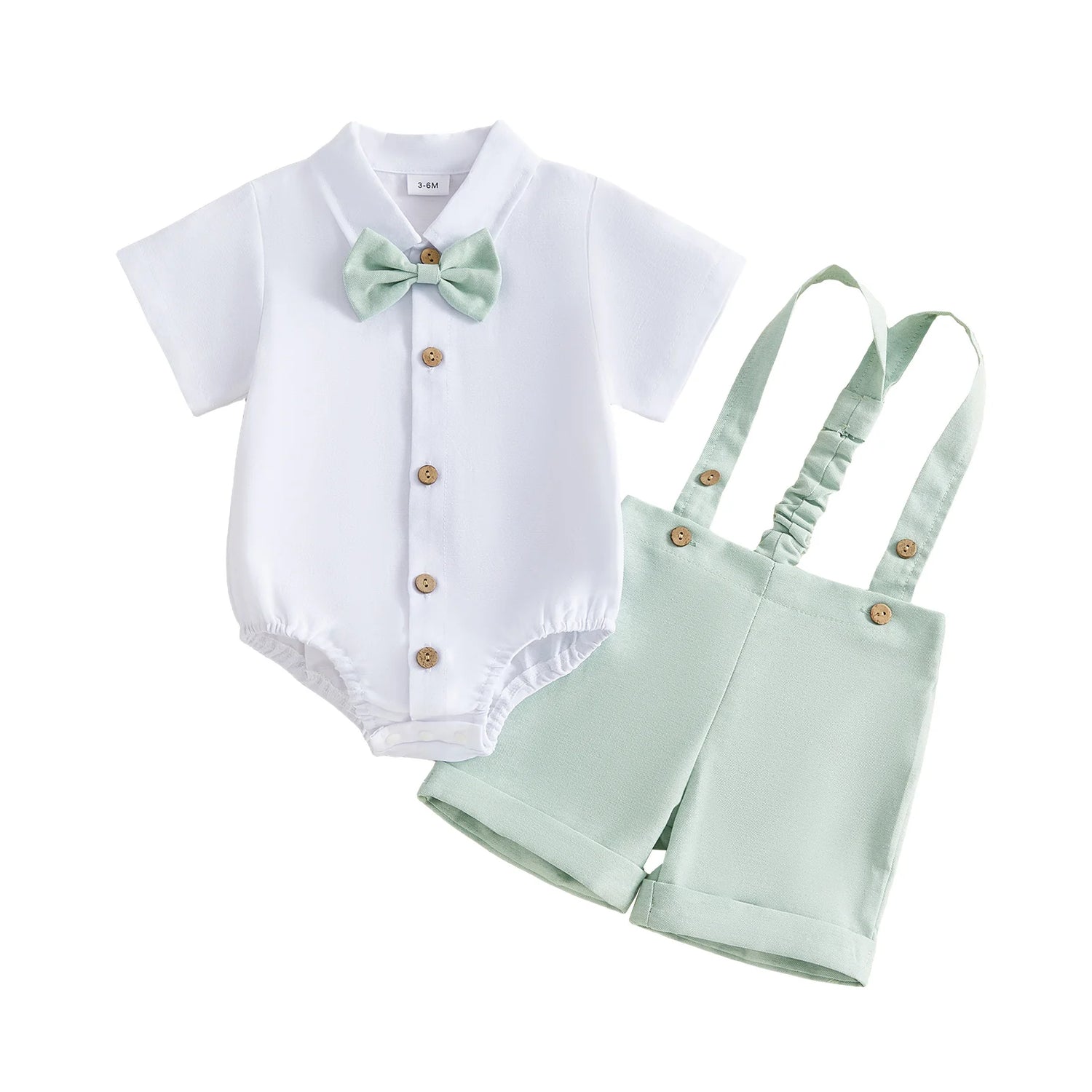 White Romper with Blue Shorts Baby Boy Gentlemen Suit