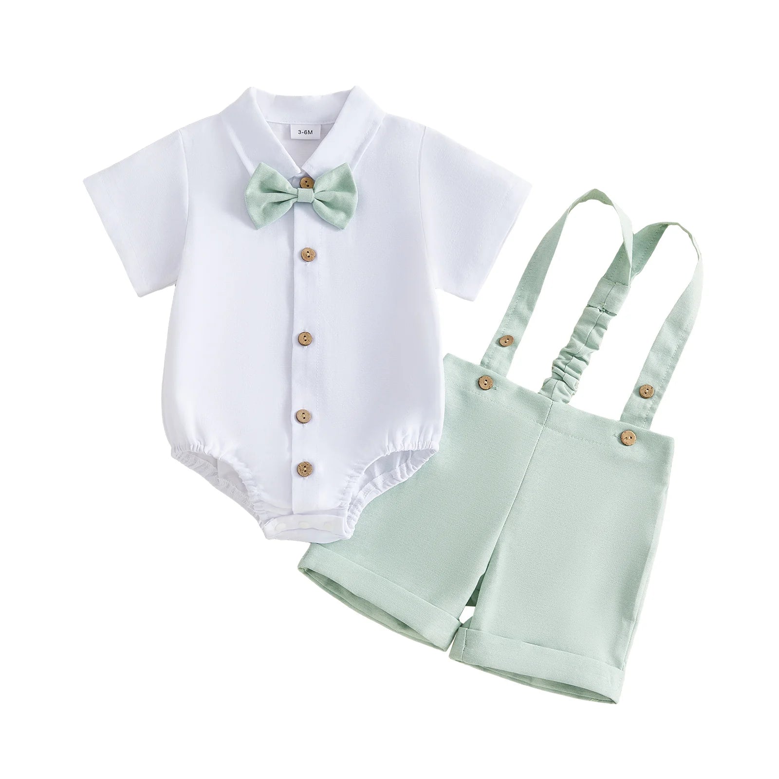 White Romper with Blue Shorts Baby Boy Gentlemen Suit