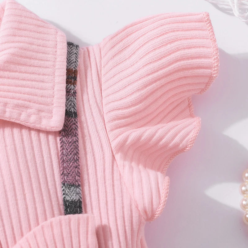 Newborn Girl Checkered Print Bow Dress for Summer