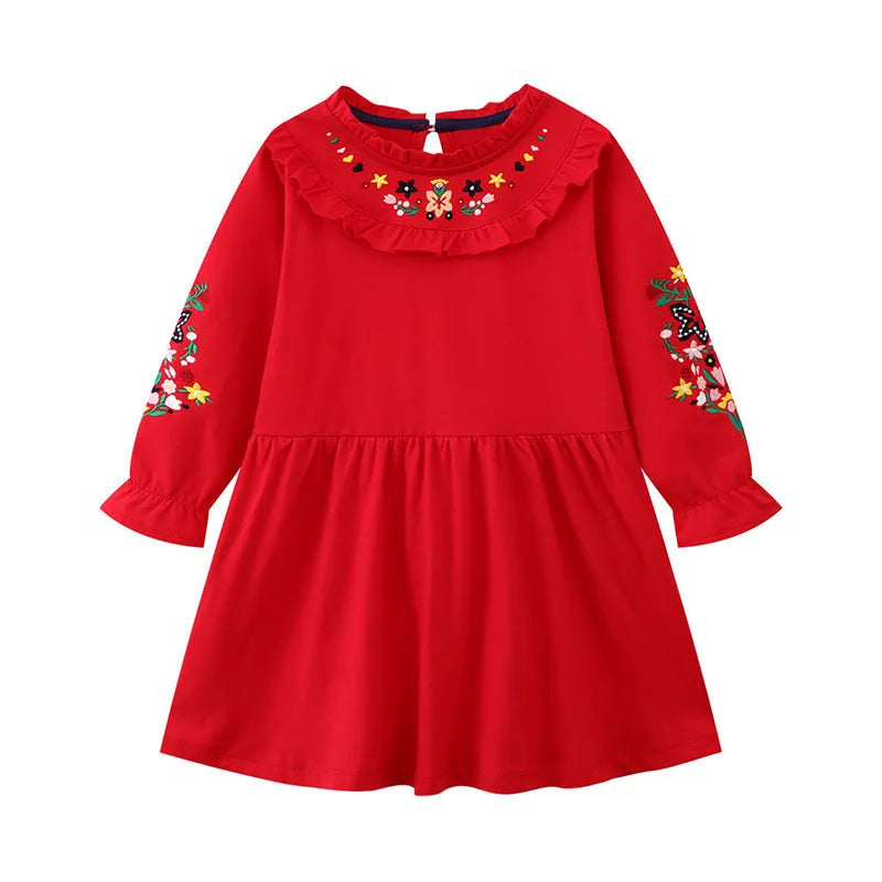 Kids Girls Flower Embroidery Spring Dress childrensterritory