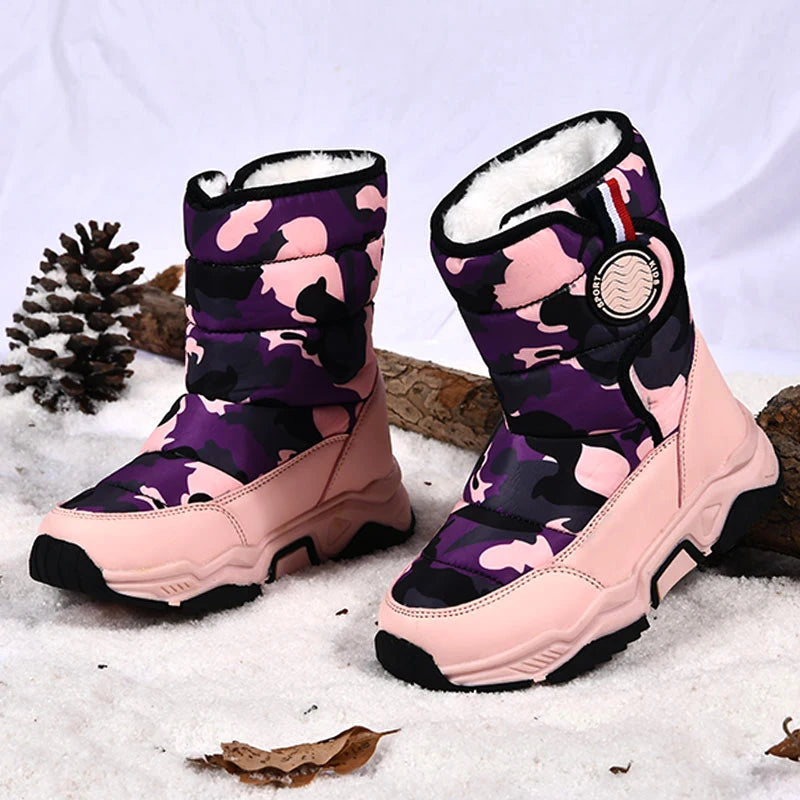 Kids Girls Boys Plush Waterproof Warm Snow Boots childrensterritory