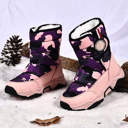 Kids Girls Boys Plush Waterproof Warm Snow Boots childrensterritory