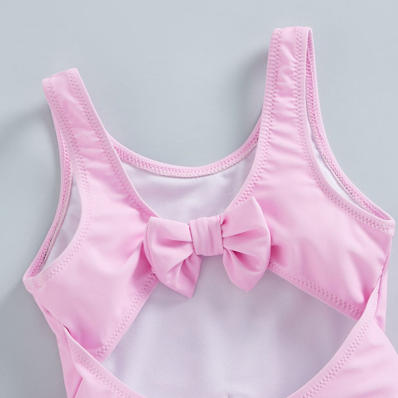 Swan Print Kid Girls Sleeveless Round Neck Beach Bodysuit childrensterritory