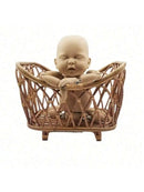 Vintage Handmade Wood Bamboo Basket Baby Photoshoot Prop childrensterritory