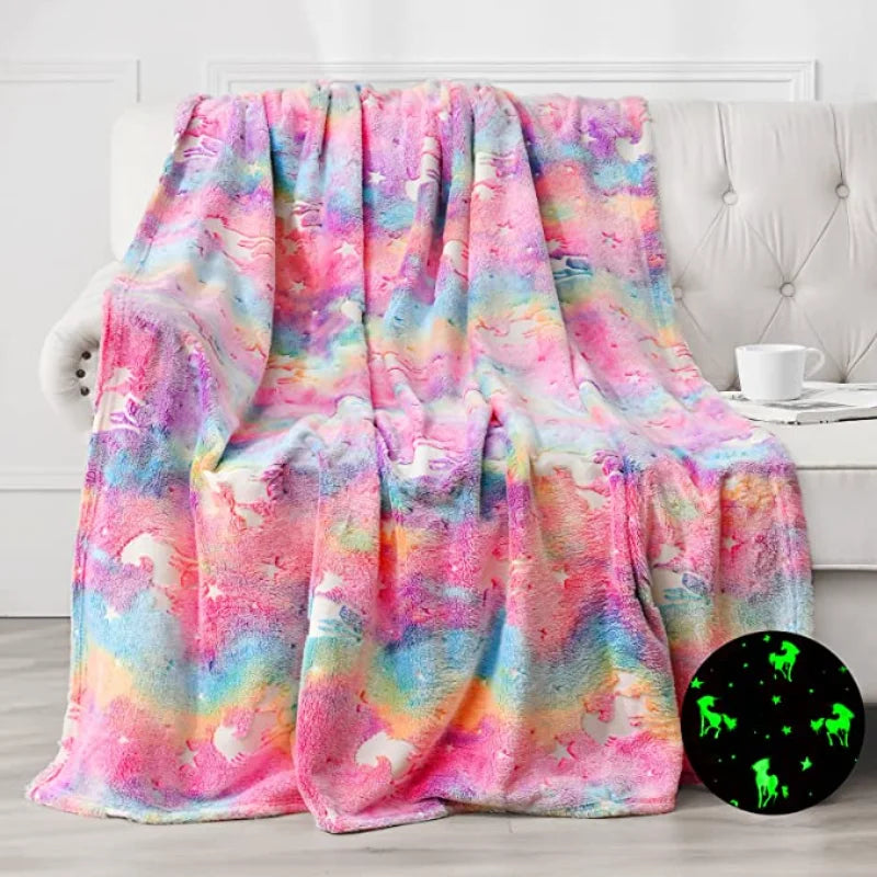 Soft Cozy Glow in The Dark Unicorn Blanket for Kids childrensterritory