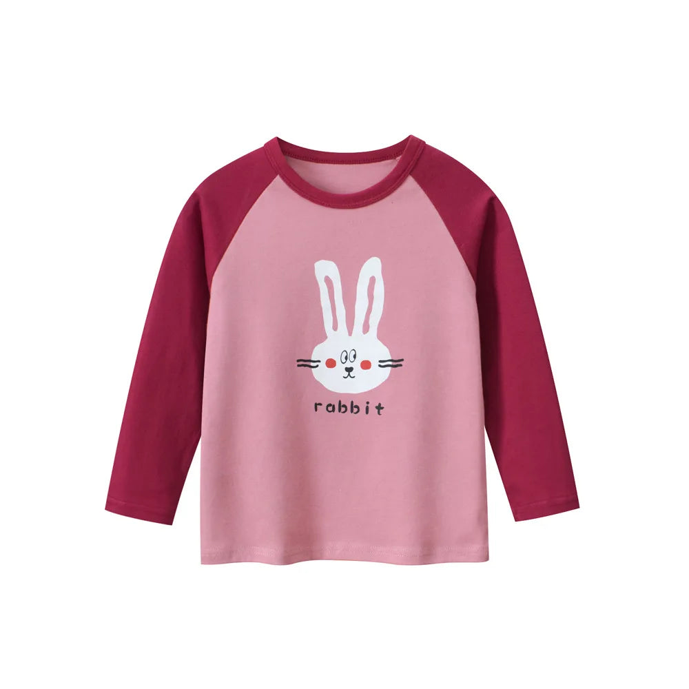 Girls' Cartoon Print Long Sleeves Stylish Tops