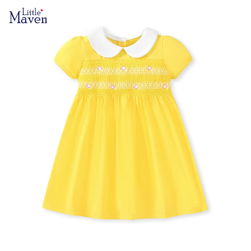 Flowers Embroidery Design Casual Summer Dresses childrensterritory