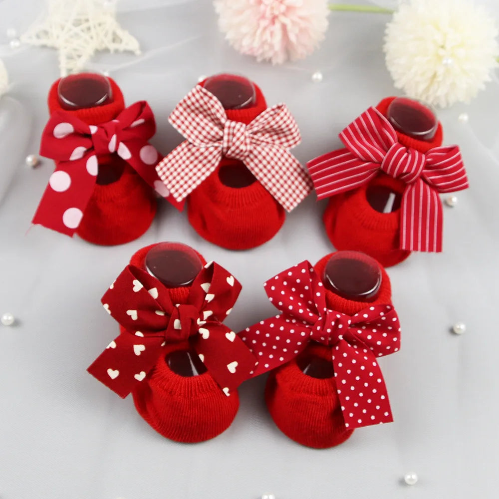 Bow Design Newborn Baby Girl Cotton Socks
