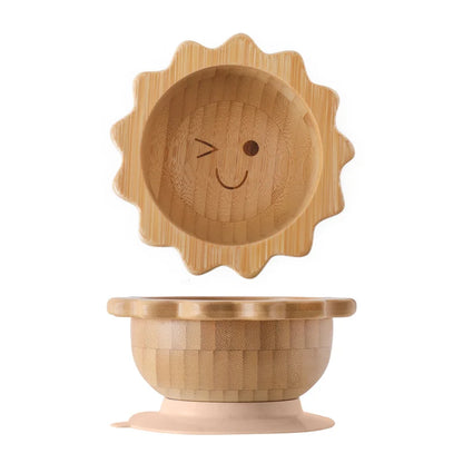 Baby Wooden Tableware Set with Silicone Suction Handle childrensterritory