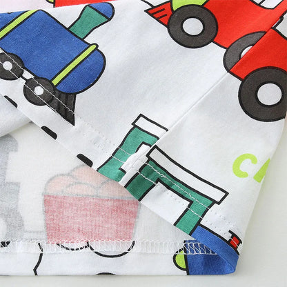 Boys Train Cartoon Print Casual Summer T-shirt childrensterritory