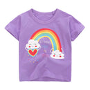 Half-Sleeves Cartoon Print Summer Casual Tops For Girls childrensterritory