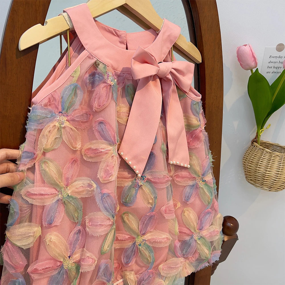 Kids Girls Colorful Flower Design Summer Dresses childrensterritory