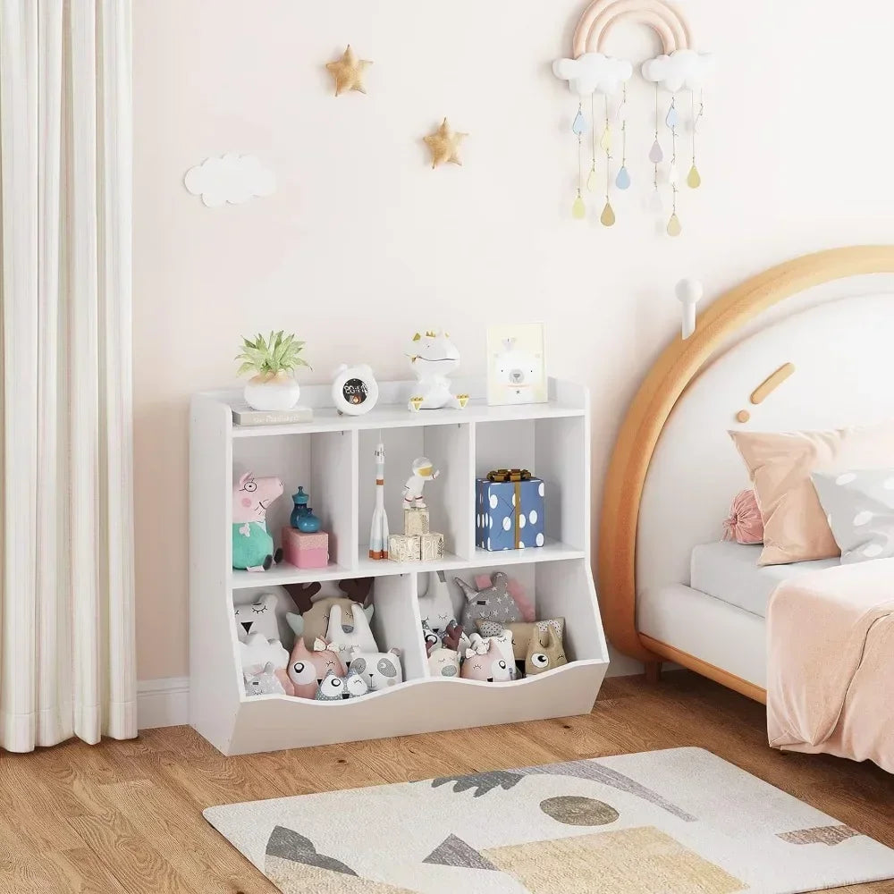 Multi-Shelf Kids Bookshelf and Toy Storage Cabinet