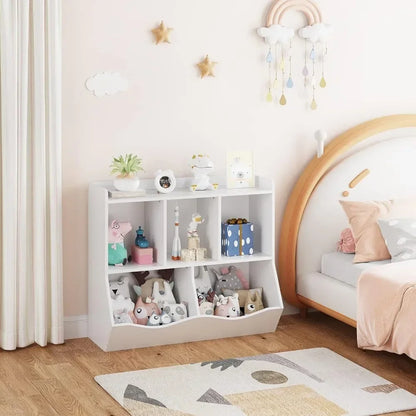Multi-Shelf Kids Bookshelf and Toy Storage Cabinet