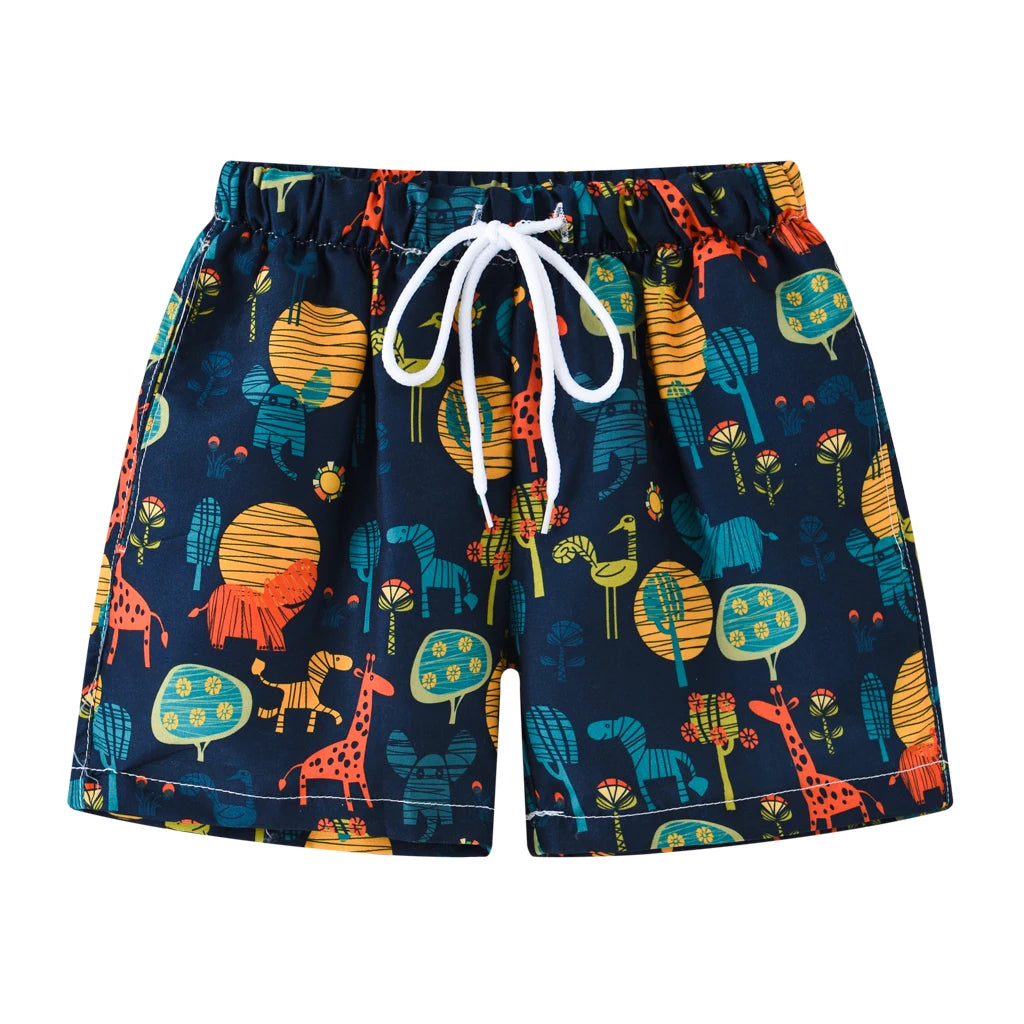 Cartoon Print Kids Boys Summer Swimming Trunks
