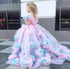 Backless Floral Long Train Girls Birthday Party Dresses childrensterritory