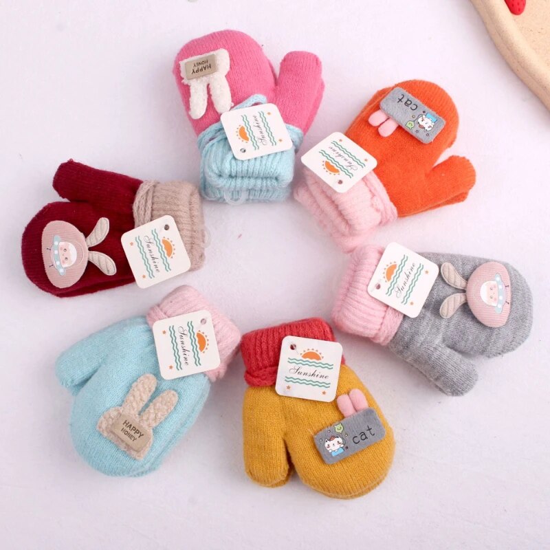 Cartoon Design Knitted Warm Gloves for Baby/Kids childrensterritory