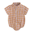Plaid Cotton Baby Boys Short Sleeve Summer Bodysuit childrensterritory