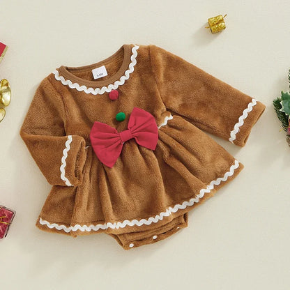Baby Girls Bow Lace Design Winter Dresses