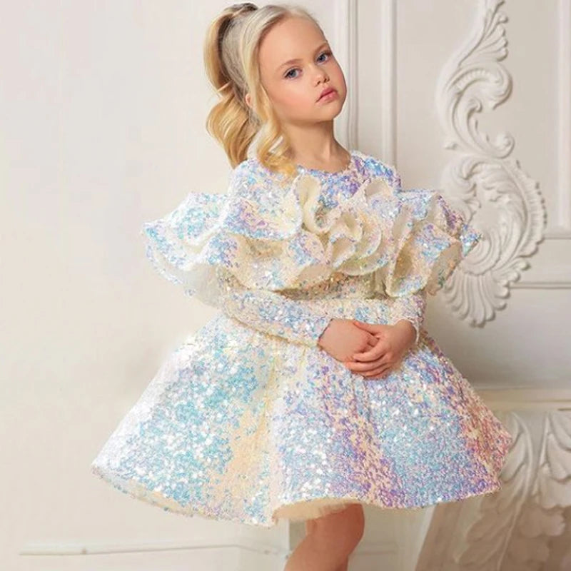 Baby/Kids Girl Vintage Tulle Bling Princess Dress for Birthday