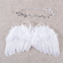 Newborn Photo Props Angel Feather Wings with Leaf Headband childrensterritory