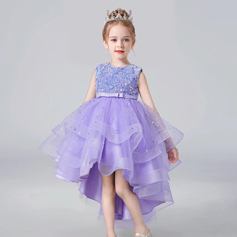 Sequin Lace Design Girls Fluffy Wedding/Party Dresses childrensterritory