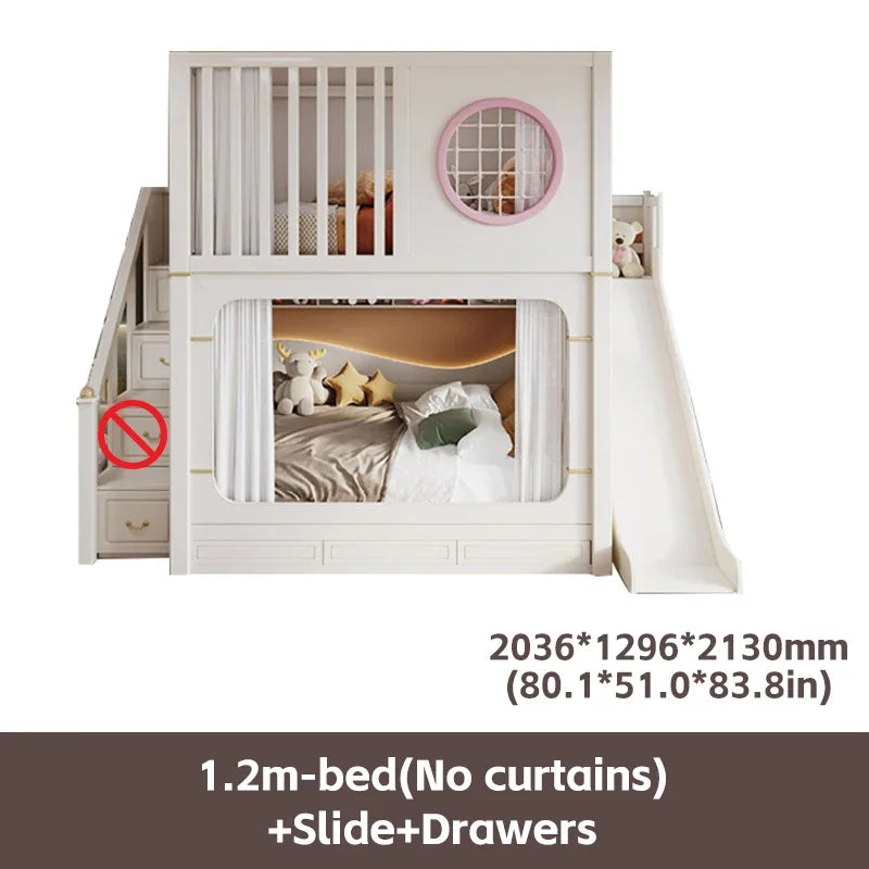 Solid Wooden Multifunctional Kids Bunk Beds with Ladder childrensterritory