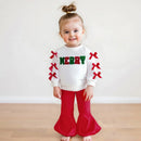 Girls Bow Embroidery Design Christmas Outfit childrensterritory