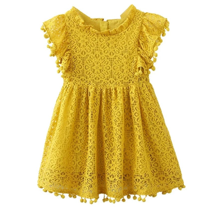 Kids Girls Flower Lace Design Summer Party Dresses childrensterritory