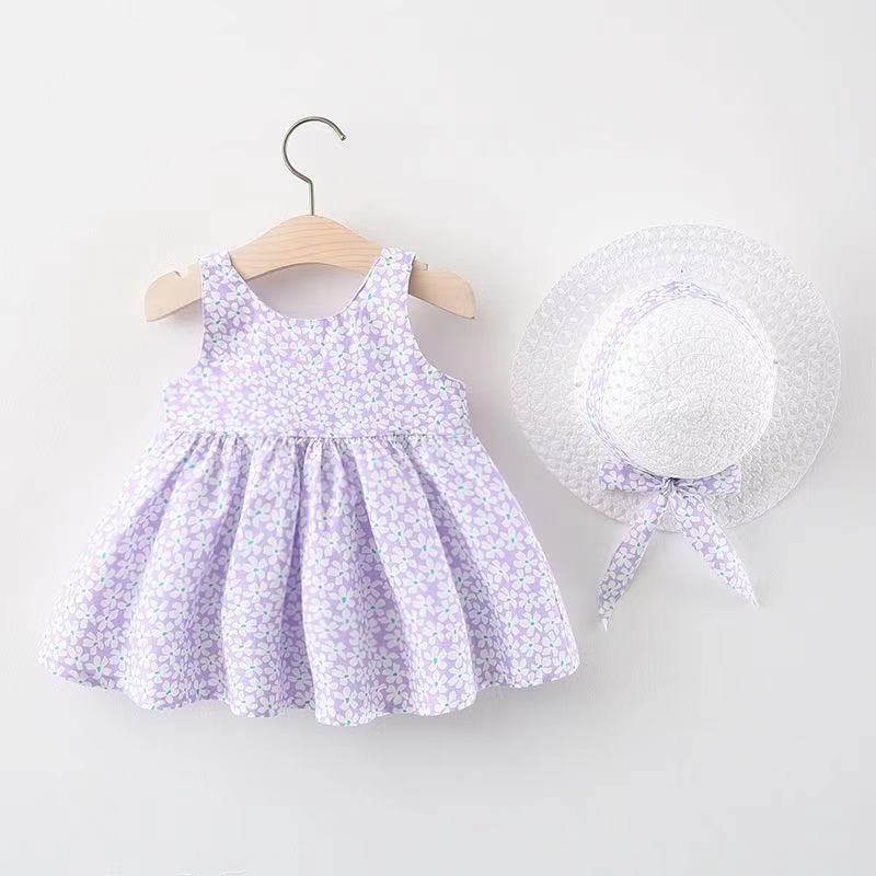 Floral Print Bow Design Baby Girl Beach Summer Dresses childrensterritory
