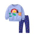 Rainbow Cartoon Print Summer Clothing Set For Girls childrensterritory