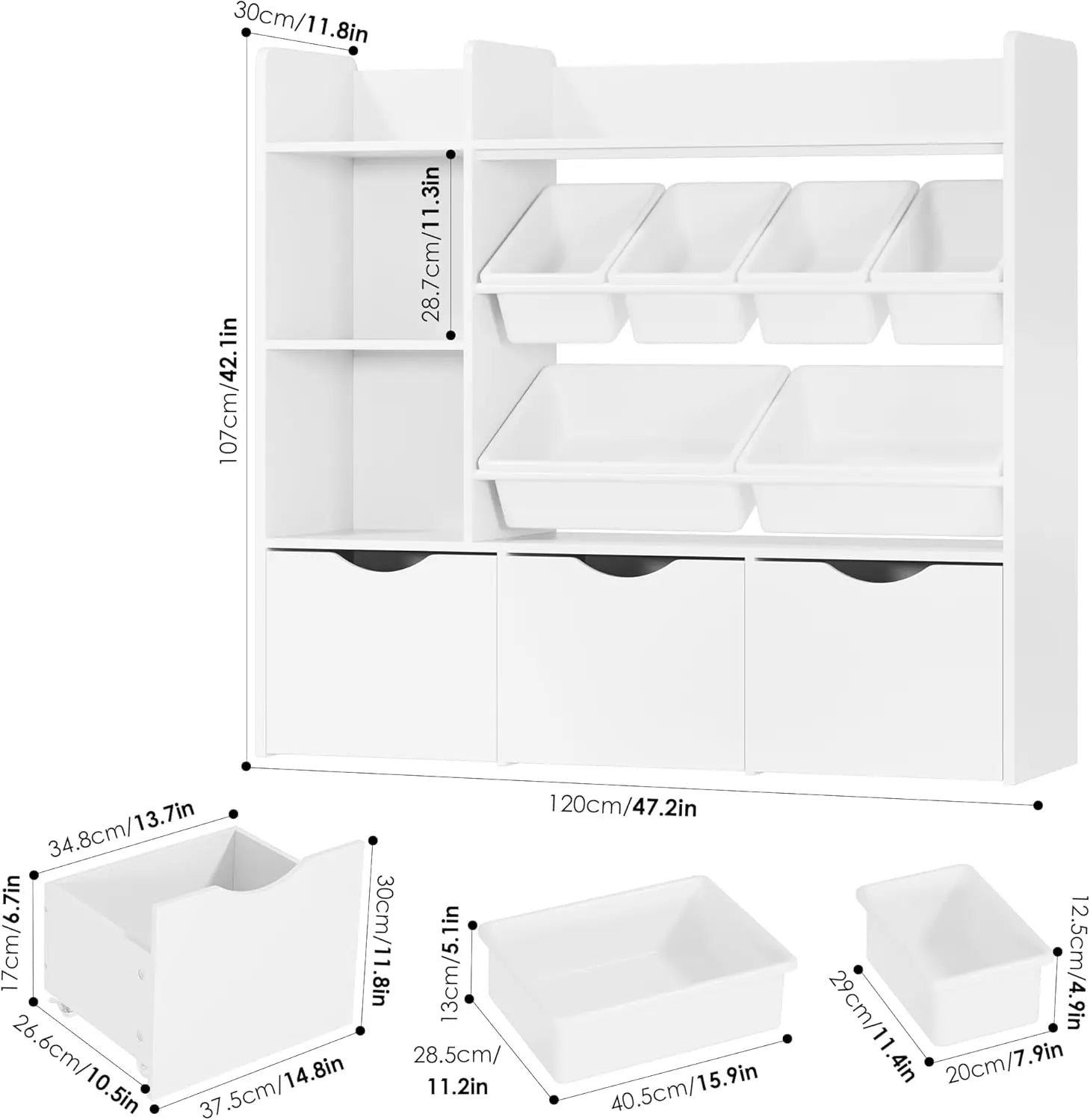 Book and Toy Storage Organizer with Invisible Wheels childrensterritory