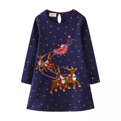 Kids Girls Long Sleeve Princess Embroidery Dresses for Winter childrensterritory