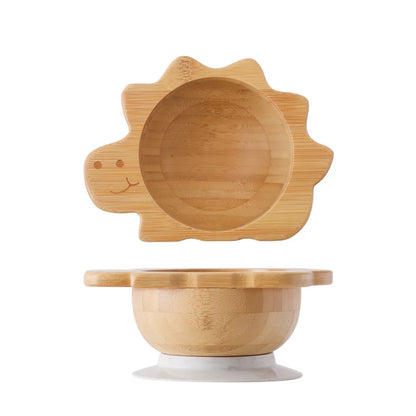 Baby Wooden Tableware Set with Silicone Suction Handle childrensterritory
