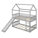 Slide-equipped Twin Over Twin Bunk Bed for Kids Bedroom childrensterritory