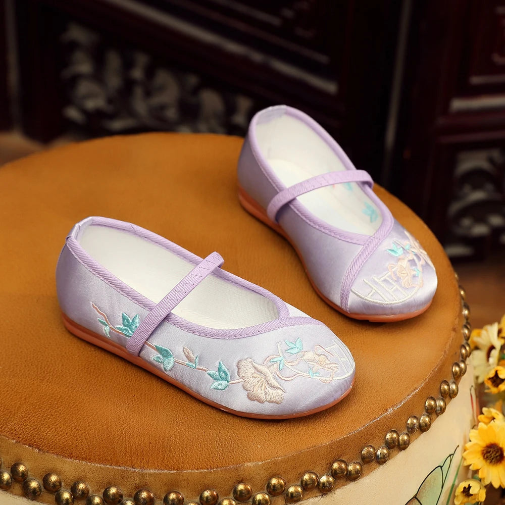 Embroidery Design Soft Leather Shoes For Girls childrensterritory