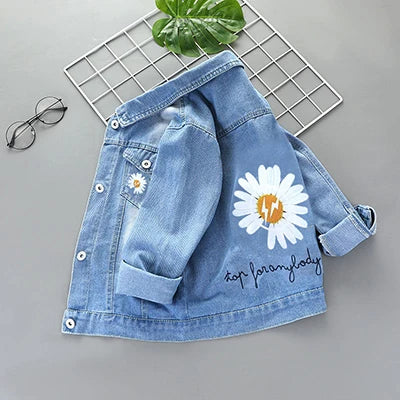 Floral Design Little Girls' Sweet Princess Denim Jacket childrensterritory