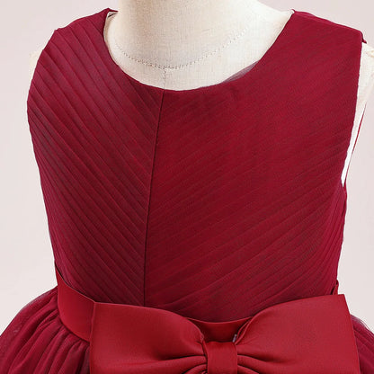 Solid Color Sequin Bow Design Kids Girls Formal Evening Vestidos childrensterritory